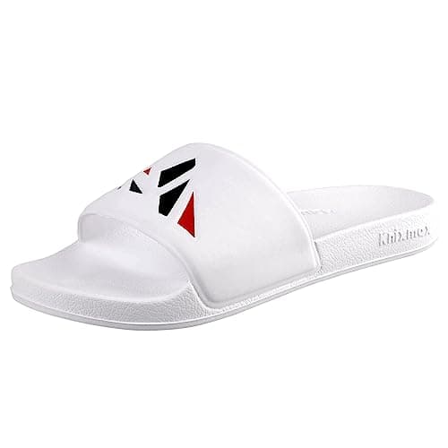 Image of Knixmax Men Sliders Comfort Aqua Slide Sandals Beach & Pool Shoes Open Toe Summer Slippers Slip-on A White 12/13UK - 46/47EU