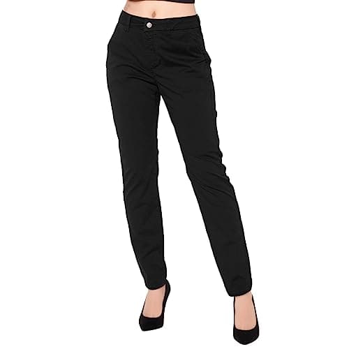 Image of Generisch Bootcut Trousers Women's Fabric Daily Straight Leg Casual Trousers Suit Trousers Plain Zip Buttons Women's Trousers Warm, black, XXL