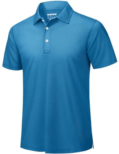 Image of TACVASEN Men's Active Polo Shirts Summer Breathable Workout Shirt Short Sleeve Golf Polo Quick Dry Blue Green,S