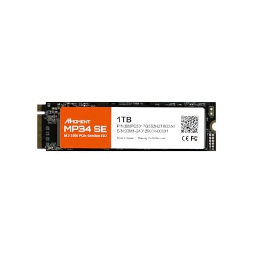 Image of MMOMENT MP34 SE 1TB PCIe Gen3 NVMe M.2 2280 Internal Solid State Drive, Gen3.0X4 Read Speed Up to 2100MB/s for Latop and PC
