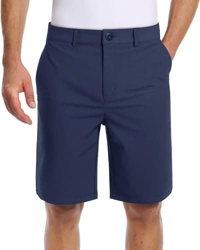 Image of TACVASEN Golf Shorts Men Quick Dry Casual Gym Shorts Work Short Elasticated Mens Waterproof Shorts with 4 Pockets Navy,36