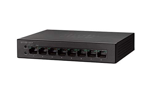 Image of Cisco SF110D-08HP Unmanaged Switch, 8 Ports 32W 10/100, PoE, Limited Lifetime Protection (SF110D-08HP-UK) Black