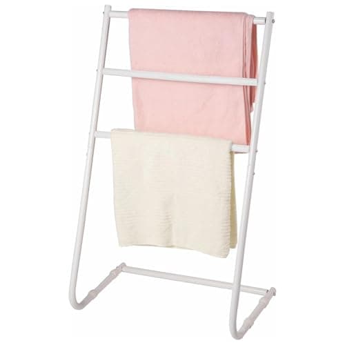 Image of YORKSHIRE HOMEWARE 3 Tier Free Standing Bath Towel Rail - L Shape Towel Stand, Space Saving Towel Drying Rack, Bathroom Storage Organizer Towel Holder, Towel Stand, Towel Rack Metal Stand White