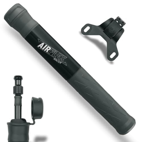 Image of SKS GERMANY AIRFLEX RACER BLACK bicycle pump for road bike tyres, bicycle accessories (air pump with SV connection, easy-grip dust cap, soft component handle, max. pressure: 8 bar / 115 PSI), black