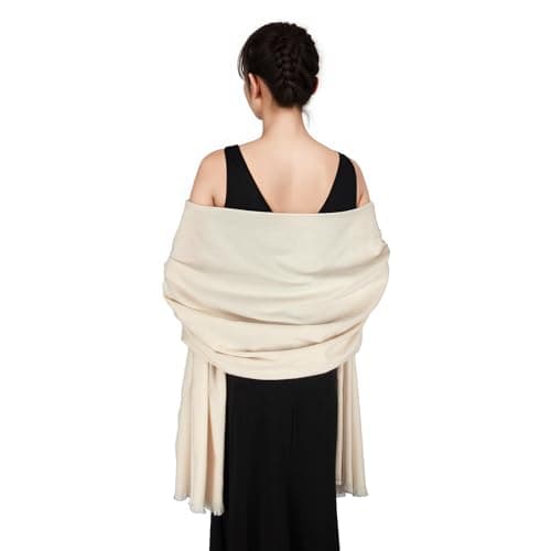 Image of SWAT PANY Ladies Beige Scarf Pashmina Shawls and Wraps for Women Wedding Winter Scarves