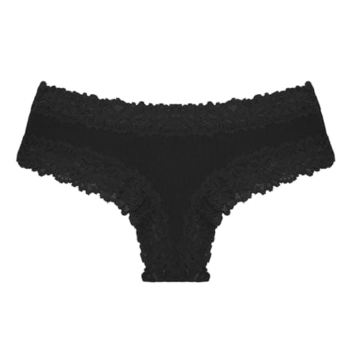 Image of WWricotta Multipack Women's Lace Brazilian Briefs - Soft Hipster Sexy Panties, S to XL (3rd) Black