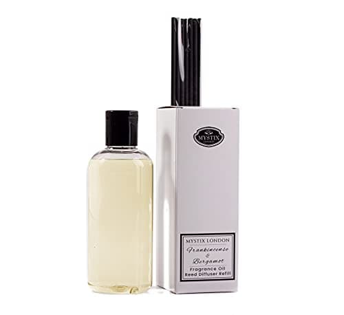 Image of Mystix London Fragrance Oil Reed Diffuser | Frankincense & Bergamot Scent | Long-Lasting Home Fragrance for Relaxation | Easy-to-Use Reeds | Safe & Elegant Aroma Solution | 250ml Refill Bottle
