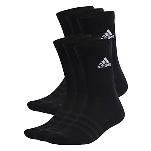 Image of adidas Unisex Cushioned Sportswear Crew Socks 6 Pairs Crew Socks, Black/White, 11-12.5