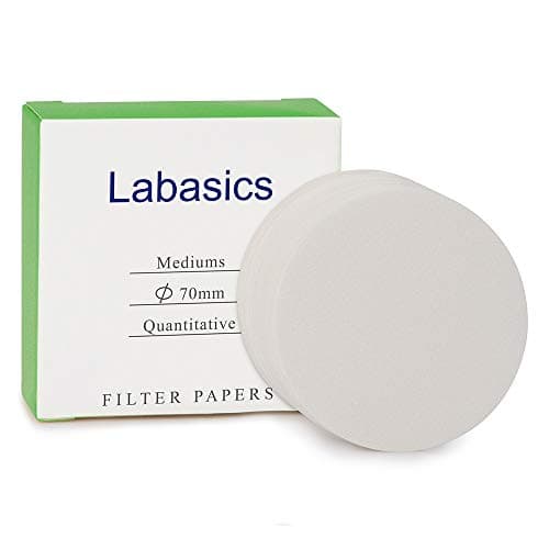 Image of Labasics Quantitative Filter Paper Circles, 70 mm Diameter Cellulose Filter Paper with 15 to 20 Micron Particle Retention Medium Filtration Speed, Pack of 100