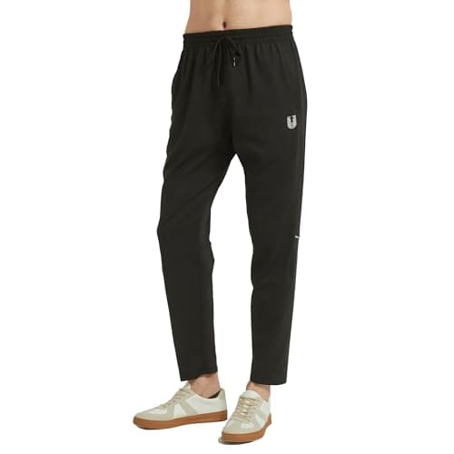 Image of FITTUX Performance Running Trousers for Men and Women - Lightweight, Breathable, and Quick-Drying Sports Track Pants - Available in Black and Blue (UK, Alpha, L, Regular, Regular, Black)