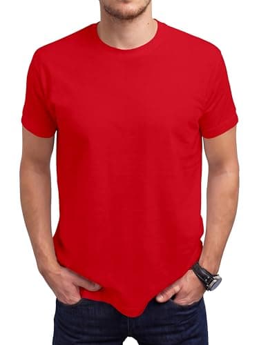 Image of Love My Fashions Men's Round Neck Short Sleeves Plain T-Shirt Red