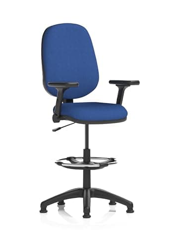 Image of Dynamic Eclipse Plus I Lever Task Operator Chair With High Rise Draughtsman Kit With Height Adjustable And Folding Arms Blue
