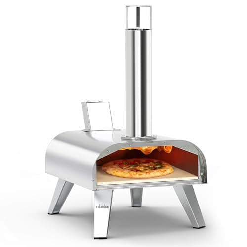 Image of BIG HORN OUTDOORS Pizza Ovens Wood Pellet Pizza Oven Wood Fired Pizza Maker Portable Stainless Steel Pizza Grill