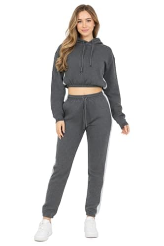 Image of Bahob® Women’s Sportswear Set, 2 Pcs Women Tracksuit Hoodie Crop Top and Joggings Pants Leggings Yoga Gym Wear Tracksuits Activewear Set XS to XXL (WCTS-103-D, XL)