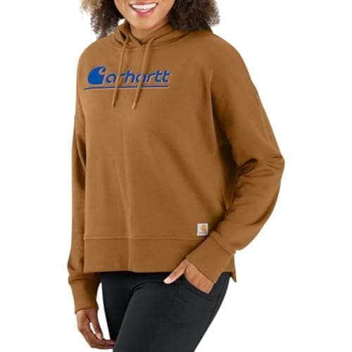 Image of Carhartt Women's Tencel Fiber Series Loose Fit Fall Graphic Hooded Sweatshirt, Carhartt Brown, L