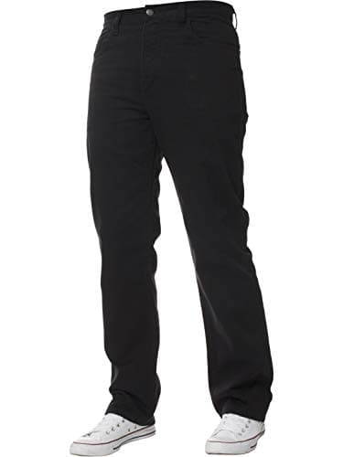 Image of Mens Straight Leg Basic Heavy Work Jeans Denim Pants All Waist Big Sizes Black 36 W X30L