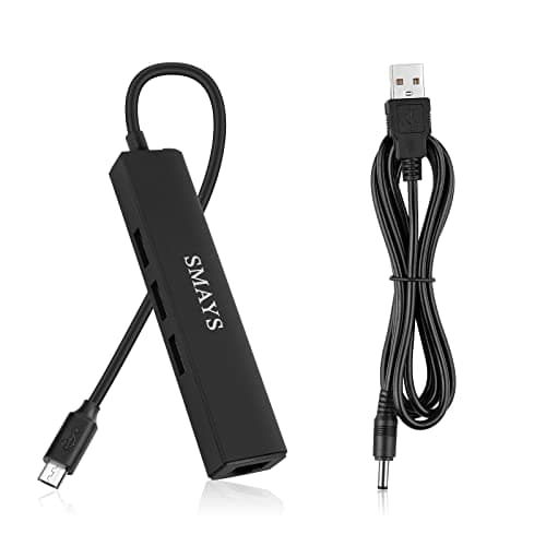 Image of OTG USB Ethernet Adapter Compatible with Roku Express 4K+ 2021 and Fire TV Stick Streaming Media Player - Micro USB to 3-Port USB Hub with LAN & Power Cable