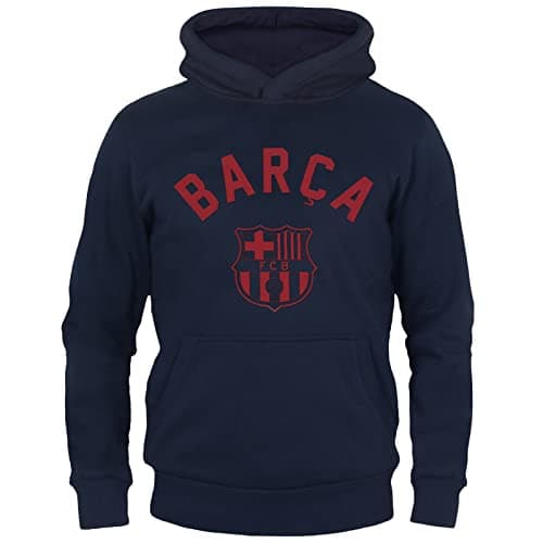 Image of FC Barcelona Official Football Gift Boys Graphic Fleece Hoody 6-7 Yrs SB Navy Blue