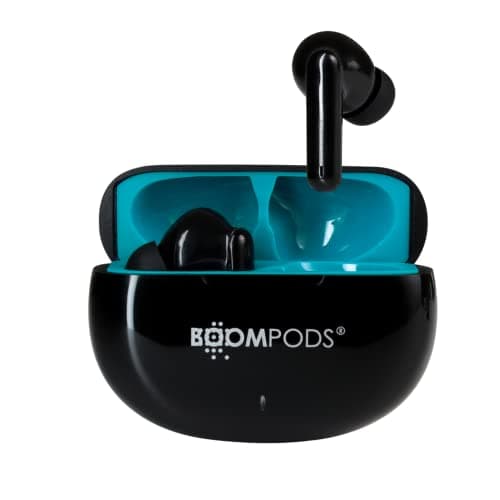 Image of Boompods Skim Sustainable True Wireless Earbuds - Bluetooth Earphones with ENC Microphone & 20Hr Playtime, Water-Resistant Ear Buds Made from Ocean-Bound Plastic, Custom Controls & Gaming Mode, Black