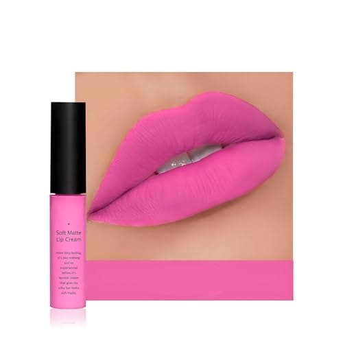Image of Velvet Matte Liquid Lipstick – Long-Lasting Waterproof Lip Color, Non-Stick Cup Formula, Smooth Lightweight Lip Gloss for All-Day Wear（Pink）