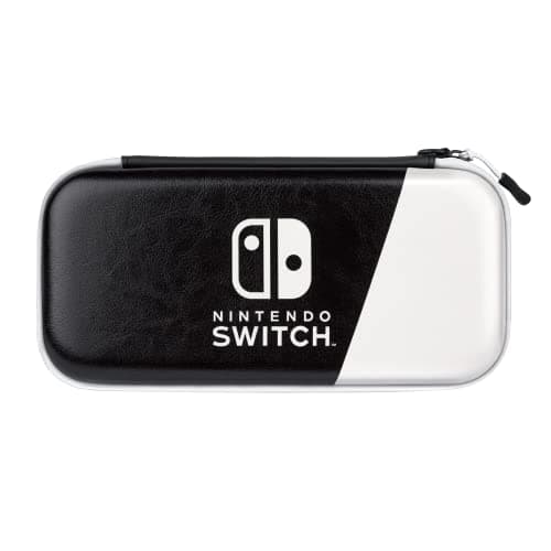 Image of PDP Gaming Officially Licensed Switch Slim Deluxe Travel Case - OLED Edition - Hardshell Protection - Protective Vegan Leather - Black/White - Nintendo Switch