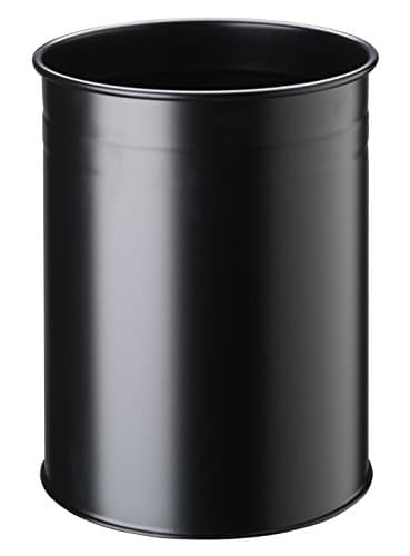 Image of Durable 15L Metal Round Waste Basket - Black/Grey/Beige