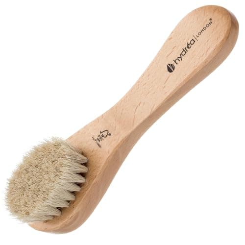 Image of Hydrea London Face Brush - Natural Bristle Dry Facial Cleansing Skin Exfoliator, Gentle Scrub & Exfoliating, Helps Lymphatic Flow – FSC® Certified Beechwood.