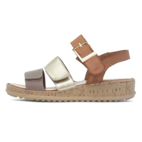 Image of Hush Puppies Eliana Womens Gold Leather Sandal - Size 6 UK - Gold