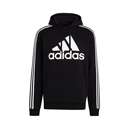 Image of adidas Men's Essentials Fleece 3-Stripes Logo Hoodie, Black/White, M