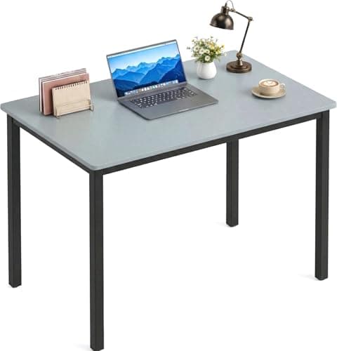 Image of Blisswood Small Computer Desk 80 x 50 x 75 cm, Office Desk for Home, Study Writing Table, Wooden PC Desks with Metal Frame for Bedroom & Living Room, Grey