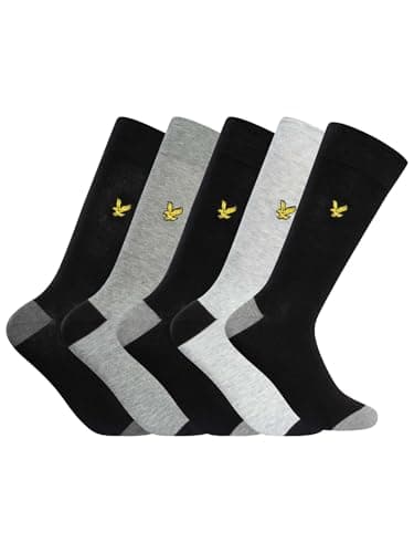 Image of Lyle & Scott Men's 5 Pack Graham Premium Socks, Black/Grey Marl/Light Grey Marl/Dark Grey Marl, One Size