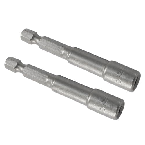Image of Cjueiom 2pcs 1/4" Quick-Change Hexagon Socket, 6mm Metric Nut Drivers Hex Shank Magnetic Nut Setter Driver Drill Bit Set, 65mm Length Nut Extractor Socket Set for Electric Screwdriver Handle Tools
