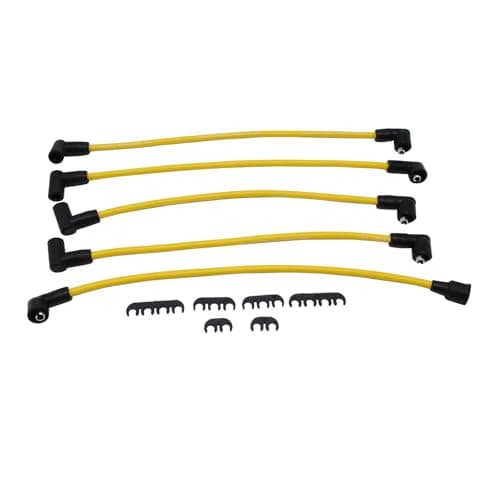 Image of 5 Pcs Ignition Wire Cable 8mm Yellow Silicone Spark Plug Lead Set Fits For Classic Mini GHT241