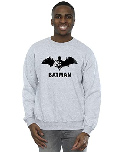 Image of Absolute Cult DC Comics Men's Batman Black Stare Logo Sweatshirt Sport Grey XXXXX-Large