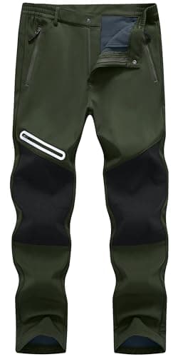 Image of Tyhengta Waterproof Work Trousers Men Cargo Winter Thermal Fleece Trousers Outdoor Hiking Fishing Hunting Trouser Army Green,34