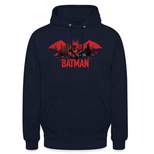 Image of Spreadshirt Batman With Bats And Red Batman Logo Unisex Hoodie, 4XL, navy