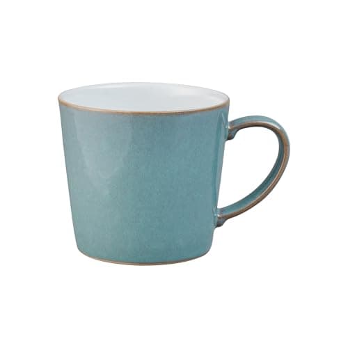Image of Denby - Azure Coupe Blue Large Coffee Mug -13.5 Ounce Stoneware Tea Cup Mug For Office & Home - Dishwasher Safe, Microwave Safe - Ceramic Tea Cups With Blue Glaze, Chip, Scratch Resistant For Everyday
