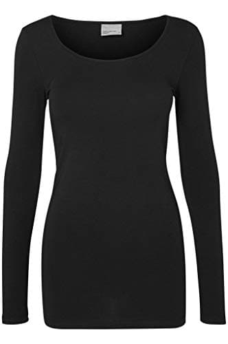 Image of Vero Moda Women's Vmmaxi My Soft U-neck Noos Long Sleeve Top, Black, 38 UK