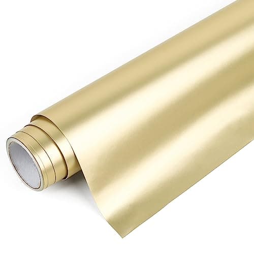Image of IModeur Matte Metallic Champagne Permanent Vinyl Roll - 30.5 x 122 cm Champagne Vinyl for Cricut, Self Adhesive Vinyl for Cup, Windows, Birthday Gifts, Party Ornaments, Home Decor