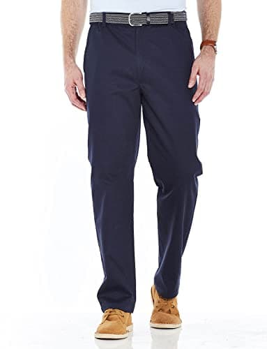 Image of Chums Men's Cotton Chino Trouser - Durable and Practical Elasticated Waist Stretch Fabric Pants with Stain and Water-Resistance Navy 34W / 31L