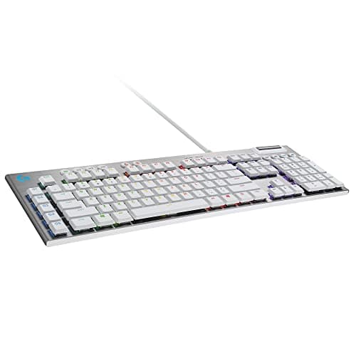 Image of Logitech G815 LIGHTSYNC RGB Mechanical Gaming Keyboard with Low Profile GL Tactile Key Switch, 5 programmable G-Keys,USB Passthrough, Dedicated Media Control, Black and White colorways