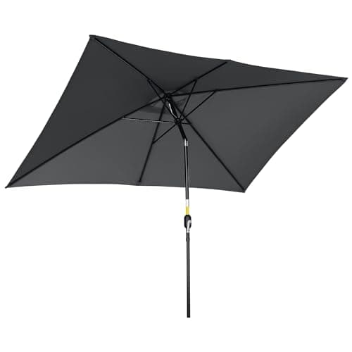 Image of Outsunny 3x2m Garden Parasol Umbrella with Aluminium Pole, Tilt and Crank, Rectangular Outdoor Table Parasol Sun Shade for Patio, Black