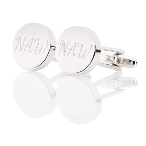 Image of Personalised Silver Plated Oval Cufflinks Luxury Engraved Chrome Case - Engraved with any custom text