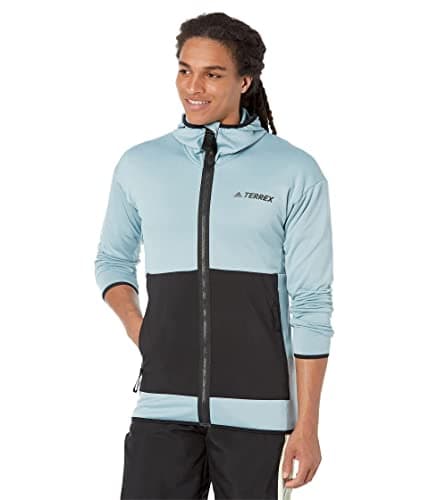 Image of adidas Men's Terrex Tech Flooce Light Hooded Hiking Jacket, Magic Grey, Medium