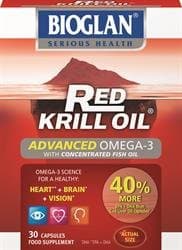 Image of Bioglan Red Krill Oil Plus Omega 3 Fish Oil, EPA and DHA, Great for Healthy Heart, Brain and Vision, one Month Supply - 30 Capsules