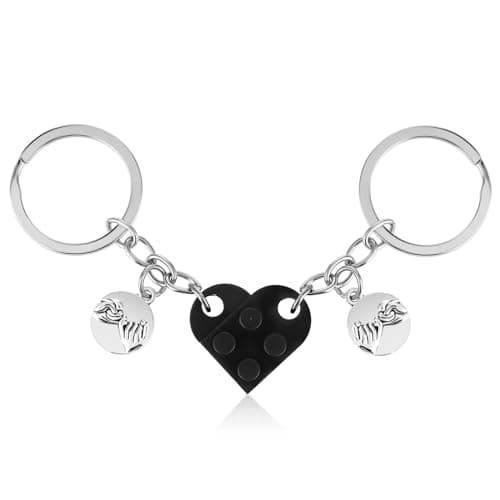 Image of Ouligay 2Pcs Matching Couple Heart Keyring Wedding Gifts for Boyfriend Girlfriend Him Her Best Friend Bestfriend Birthday Gift Romantic I Love You Gifts for Her Him Long Distance Relationship