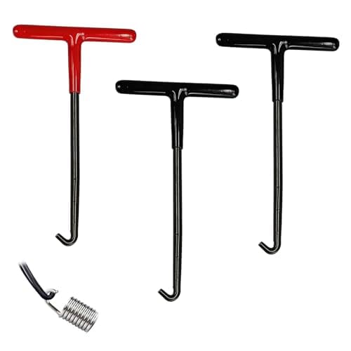 Image of Heyung 3 Pcs Brake Spring Hook Puller Tool, T-Shaped Handle with Rubber Coating for Motorcycle Exhaust, Snowmobile, Dirt Bike & Trampoline Springs - Removal & Installation Tool (Red & Black)