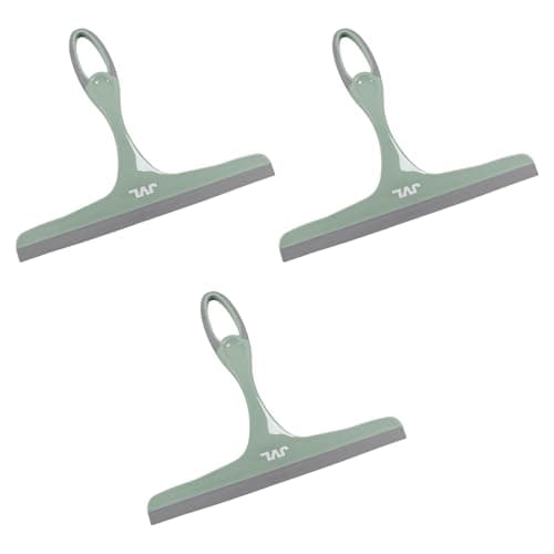 Image of JVL Hand Held Window Squeegee Set of 3, Streak-Free Glass Cleaner for Windows, Mirrors & Shower Screens – Green