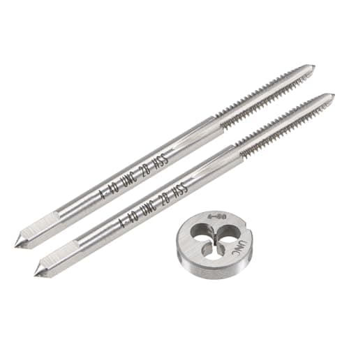 Image of sourcing map 3pcs Tap and Die Set, 4-40 UNC Thread Tap & Round Die, Tapping Threading Tool Tap & Die Kit for Nut Screw Bolt Thread Repair