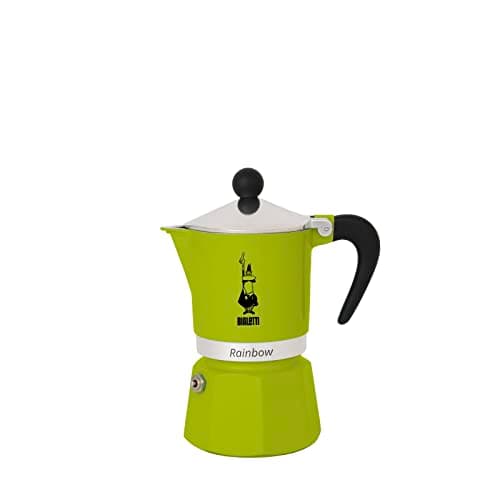Image of Bialetti Rainbow Caffettiera Colorata, Alluminio, Verde, 3 Tazze, Green, 30 x 20 x 15 cm